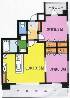 ベルヴィー東園田【803号室】の間取り