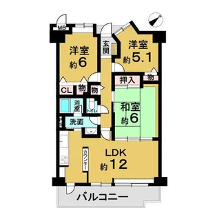 賃貸マンション メディアス亀岡1番館【5階】の間取り