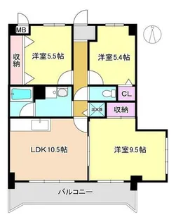 グランドール園田【201号室】の間取り