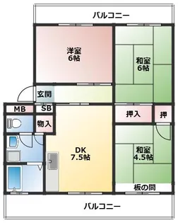 小中島団地3号棟【107号室】の間取り