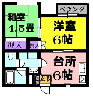 プチパレス日夏 A棟【1階】の間取り