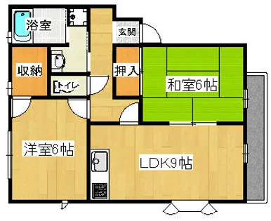 丹波篠山市杉 サンビレッジ篠山【1-D号室】の間取り