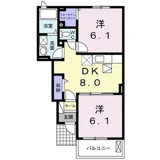 ハーベスト・KTAR【1階】の間取り