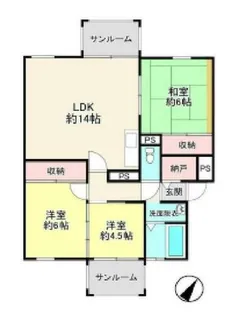 柏丘団地B-2号棟【4階】の間取り