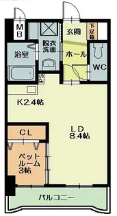 出屋敷館【405号室】の間取り