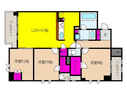 プラネソシエ御影山手イースト【3階】の間取り