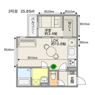 TRIOVE飯塚バスターミナル前【3階】の間取り