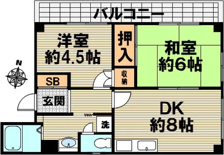 フローラハイツ千旦【201号室】の間取り
