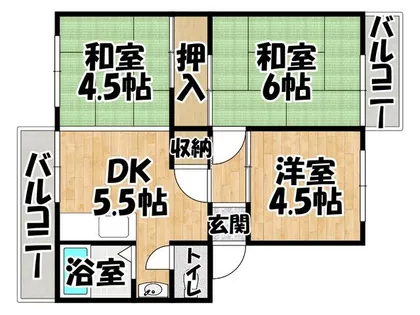 薬業東助松マンション【506号室】の間取り