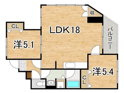 マレッタ唐人【2階】の間取り