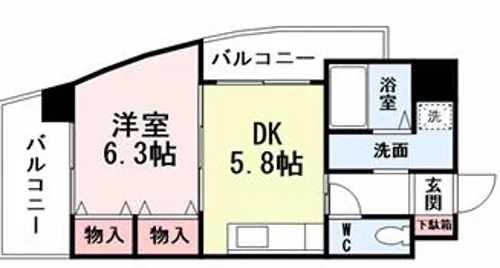 FARO戸畑駅前マンション【9階】の間取り
