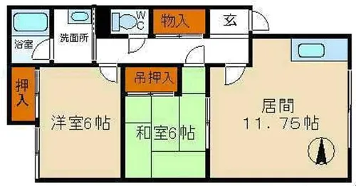 拓北グリーンハイツ【1号室】の間取り