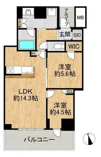シエリアタワー大阪堀江【15階】の間取り