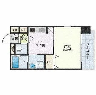 ベラジオ京都鴨川Ⅱ【305号室】の間取り