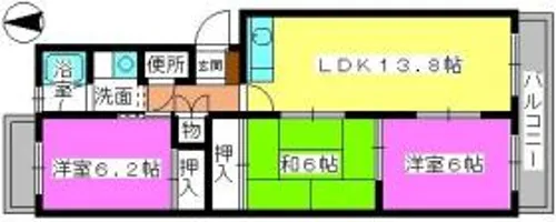 サンハイツやひろ【3階】の間取り