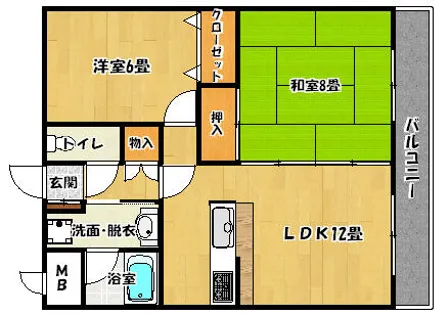 クレインタートル弐番館【2階】の間取り