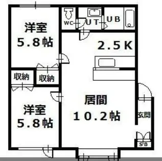 YOUトピア豊岡三番街E棟【201号室】の間取り