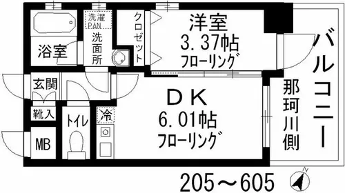 ヴィーブル天神南【605号室】の間取り
