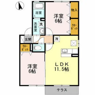 フローラタウン【C206号室】の間取り
