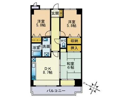 ヒルズ博多の森【206号室】の間取り