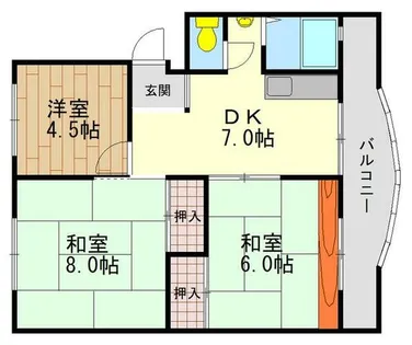 溝口ハイツ【5階】の間取り