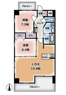 カーサエテルナ【2a号室】の間取り