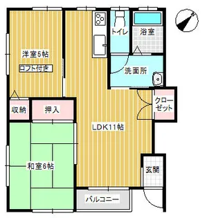 クレインハウスB【101号室】の間取り