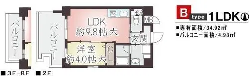 ティーズガーデン【7階】の間取り