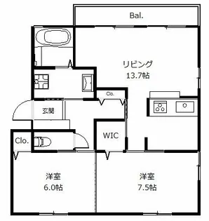 アドミラブールB棟【202号室】の間取り