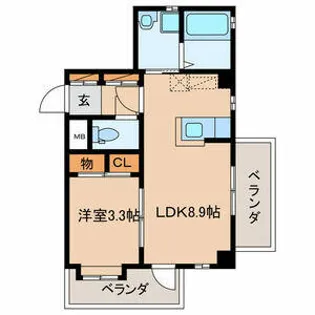 ラ・セーヌ高宮【4階】の間取り