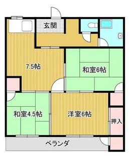 ケイズプレイス中の原4棟【102号室】の間取り