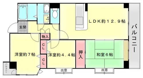六甲クローネ【8階】の間取り
