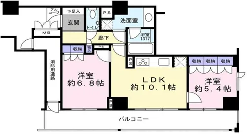 アップルタワー大阪谷町【2510号室】の間取り