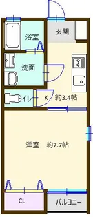 ライトハイツE棟【2階】の間取り
