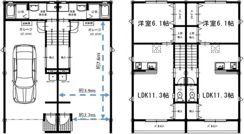 仮称 豊川市美幸町ガレージハウス【A号室】の間取り