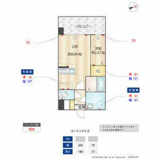 パグーロ西新南【703号室】の間取り