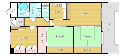 山内ヴィラージュ井堀【10階】の間取り