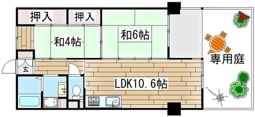 ル・ボアール芦屋【1階】の間取り