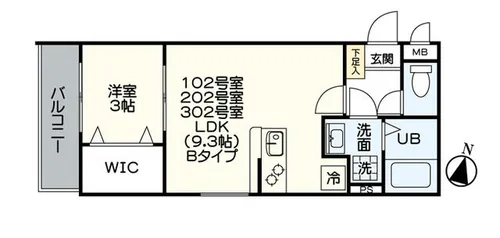 プログレス姪浜【302号室】の間取り