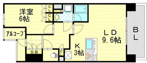 ロジュマンタワー梅田【19階】の間取り