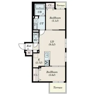 S-RESIDENCE南郷South【106号室】の間取り