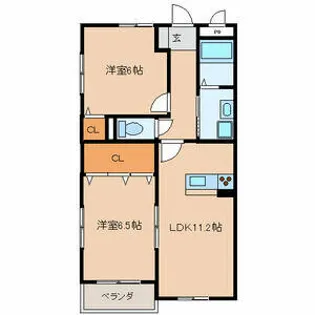 クレメント引野【4階】の間取り
