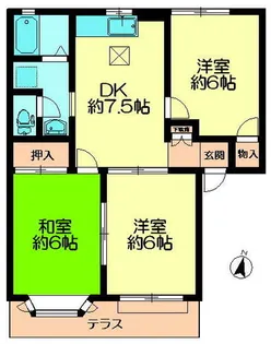 プラムフィールド西の京【1階】の間取り