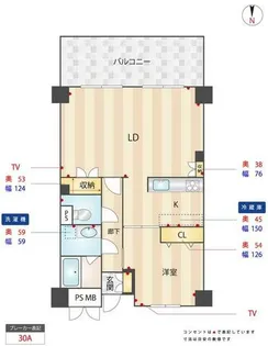 シャンボール大名A棟【302号室】の間取り