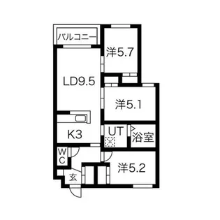 L’Orangeオランジュ【303号室】の間取り