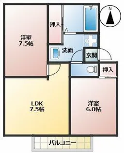 ハイツやすらい【2階】の間取り