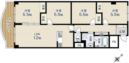 コープ野村高槻E棟【3階】の間取り