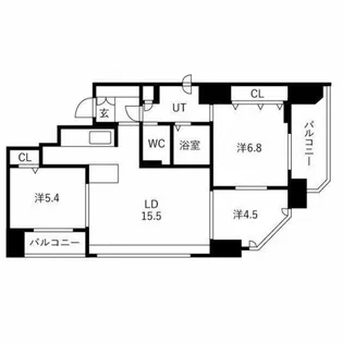 クレアシティ大通公園【15階】の間取り