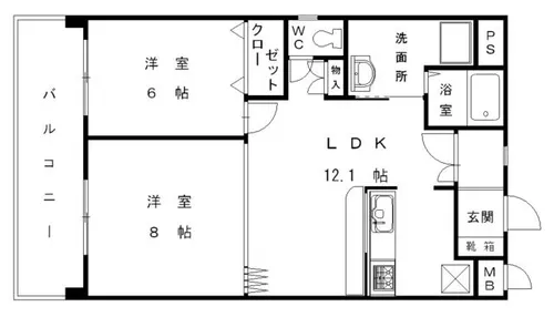 フロントリブ【402号室】の間取り