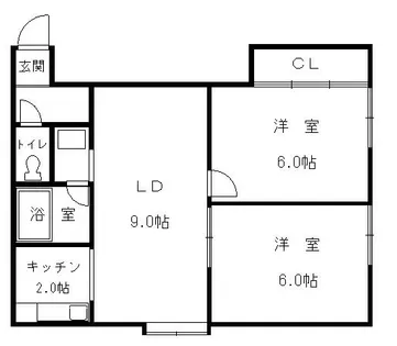 ウエストコーポJ【202号室】の間取り